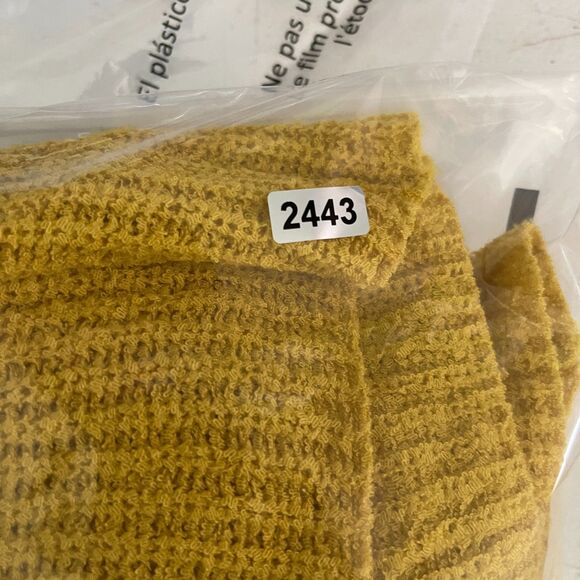 Anthropologie Cardigan Sweater Women Mustard Yellow Tight Knit Open Front Winter - Picture 10 of 11